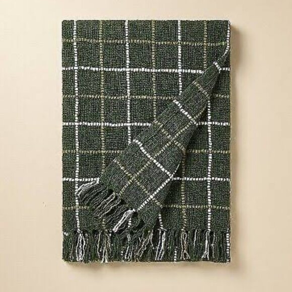 Hearth & Hand with Magnolia Plaid Woven Throw Blanket Green NEW WITH TAG - Picture 1 of 2